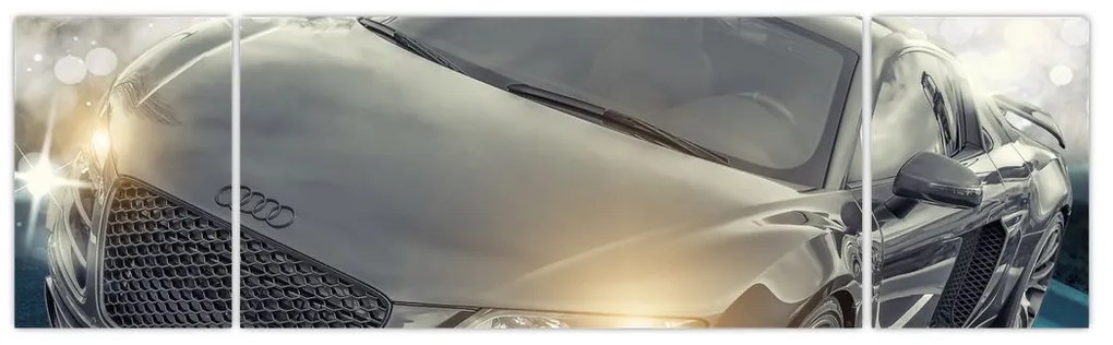 Obraz samochodu Audi - szary (170x50 cm)