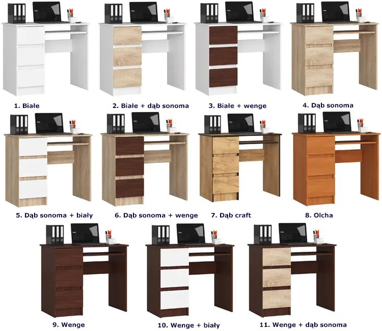 Nowoczesne biurko do komputera dąb craft B0-K86