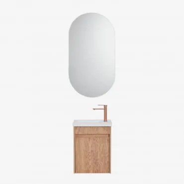 Zestaw Wiszących Mebli Łazienkowych Zintegrowany Z Umywalką Narek Popielaty Brąz & Owalny Z Miejscem Do Przechowywania - Sklum