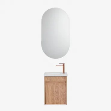 Zestaw Wiszących Mebli Łazienkowych Zintegrowany Z Umywalką Narek Popielaty Brąz & Owalny Z Miejscem Do - Sklum