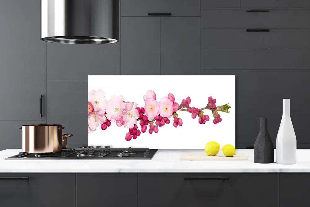 Szkło do Kuchni na Ścianę Kwitnąca Gałązka Wiśni
