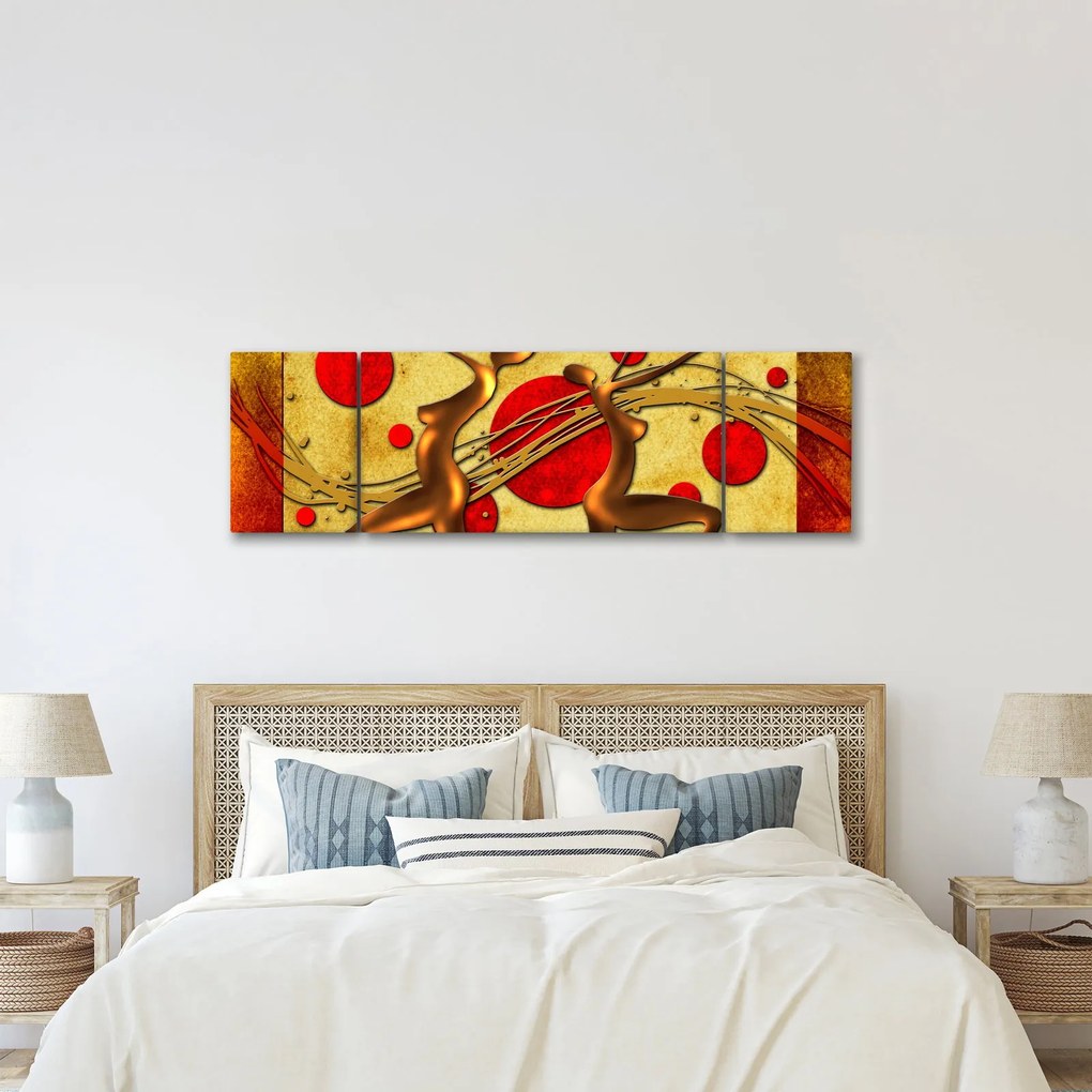 Abstrakcyjny obraz z dwiema kobietami (170x50 cm)