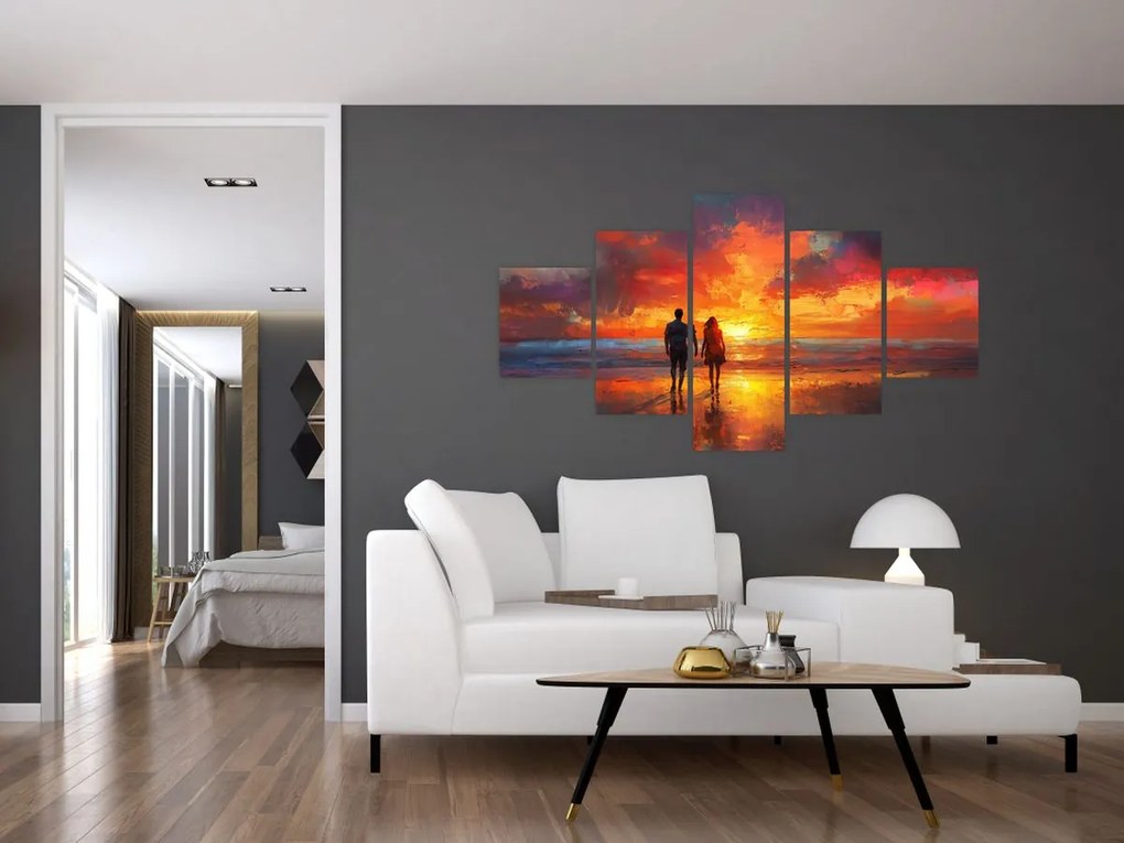 Obraz - Spacer po plaży (125x70 cm)