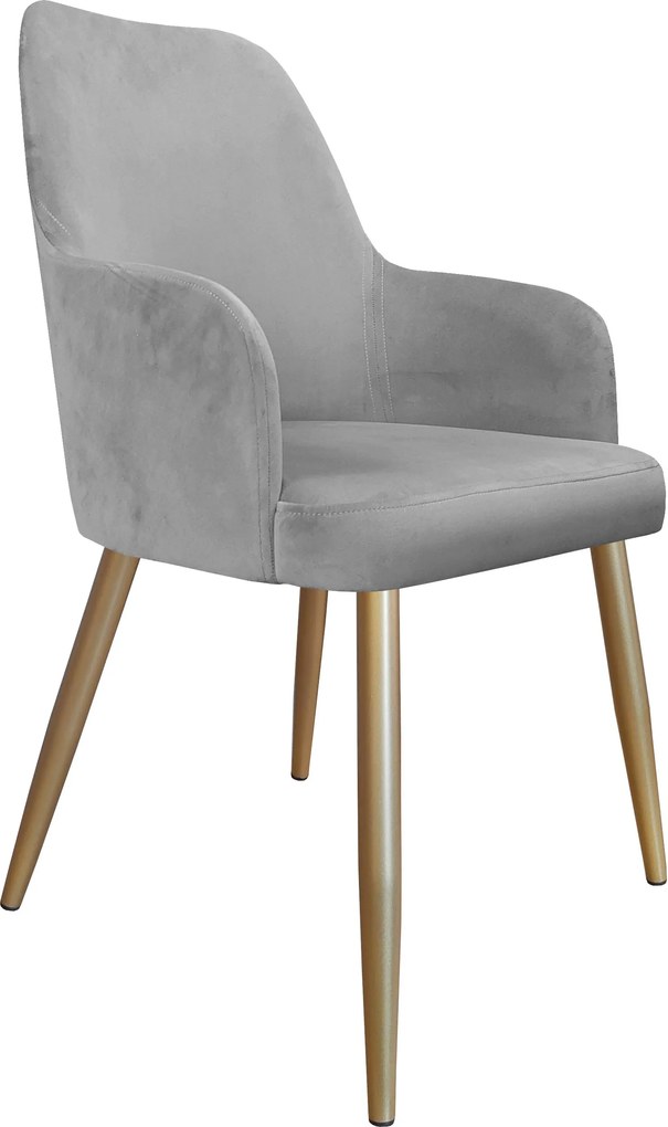 Krzesło WESTA tkanina Welur noga metalowa elegancki styl loftowy : Kolor nogi - Złota stożek, Kolor tkaniny - VELVET - MG17, Typ siedziska - Siedzisko stałe
