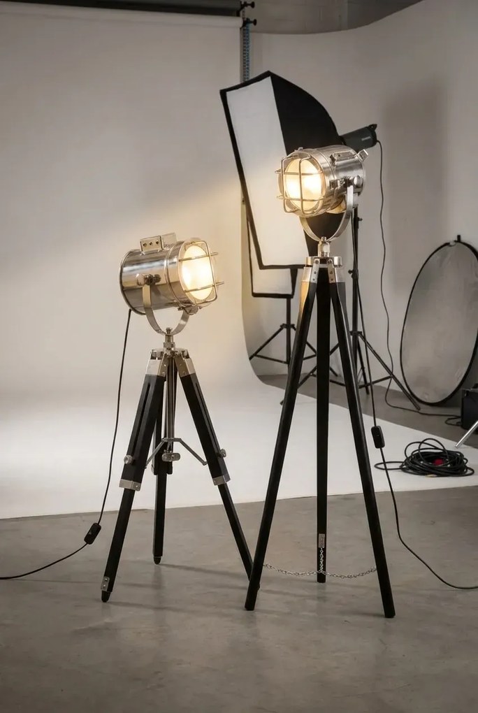 Czarna lampa stojąca retro drewniana EX191 C6-R26