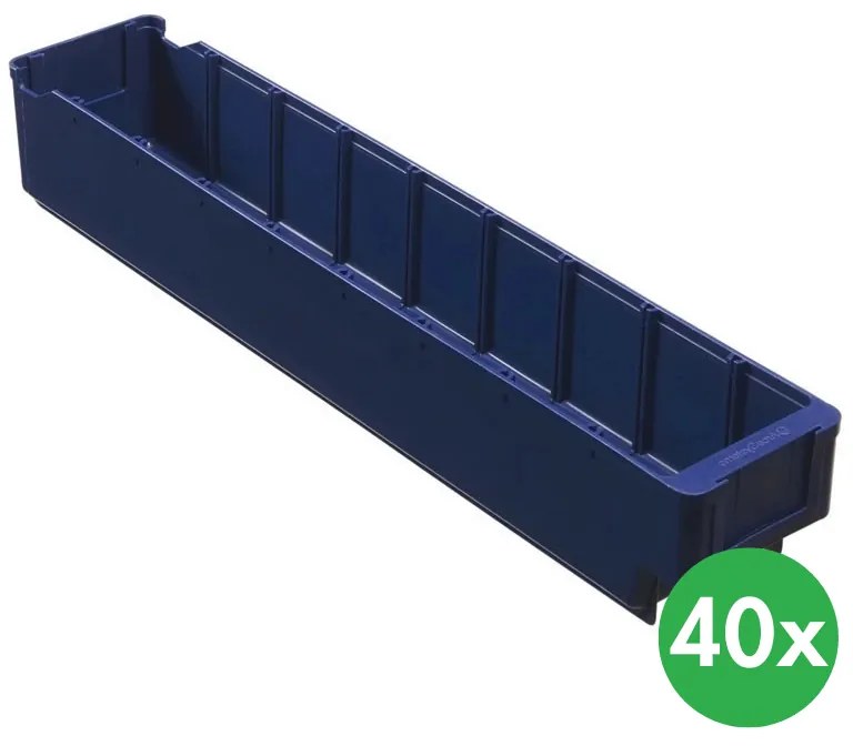 Regałowe pojemniki z tworzywa sztucznego MAX - 94 x 500 x 80 mm, 40 szt.