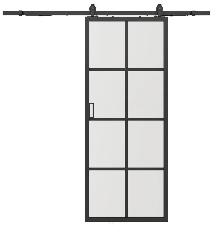 Drzwi przesuwne naścienne - aluminium i matowe szkło hartowane - wys. 205 x szer. 73 cm - WILDEN II