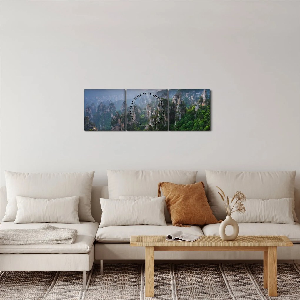 Obraz - Narodowy Park Leśny Zhangjiajie (z zegarem) (90x30 cm)