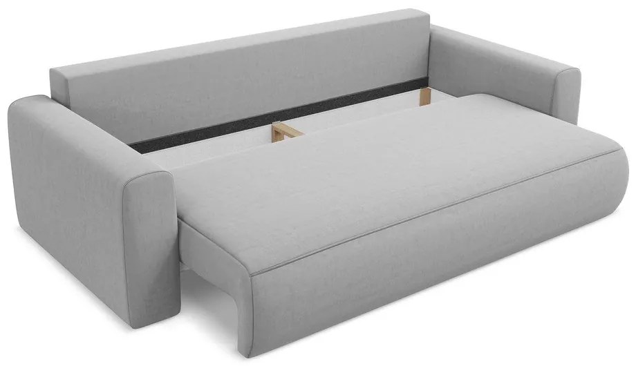 Jasnoszara aksamitna rozkładana/ze schowkiem sofa 238 cm Kapua – Makamii