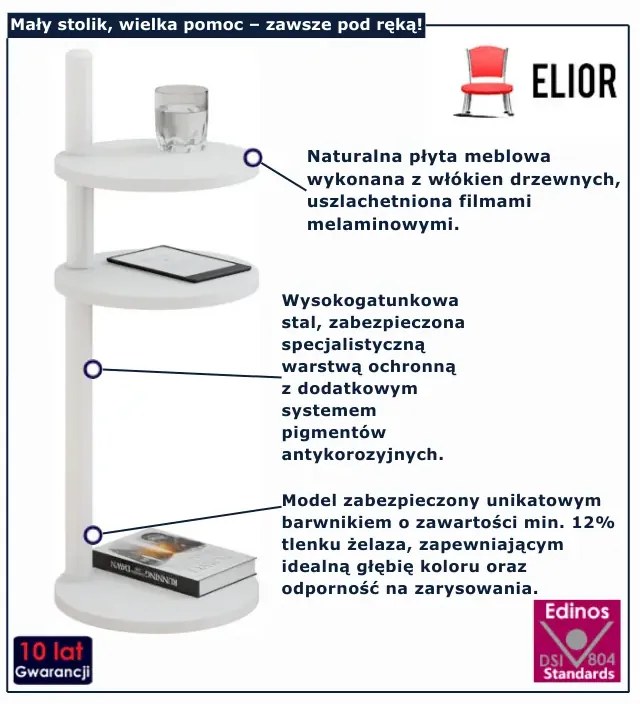 Biały okrągły stolik do salonu  A2-L99