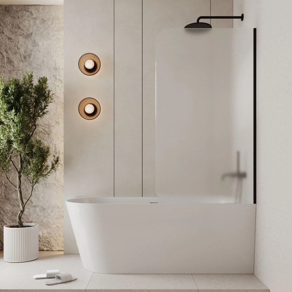 Parawan nawannowy prostokątny MOLIS Round Satin szkło satynowe matowe | Różne rozmiary : Kolor profili kabiny - chrom / srebrny, Rozmiar - 80x150 cm