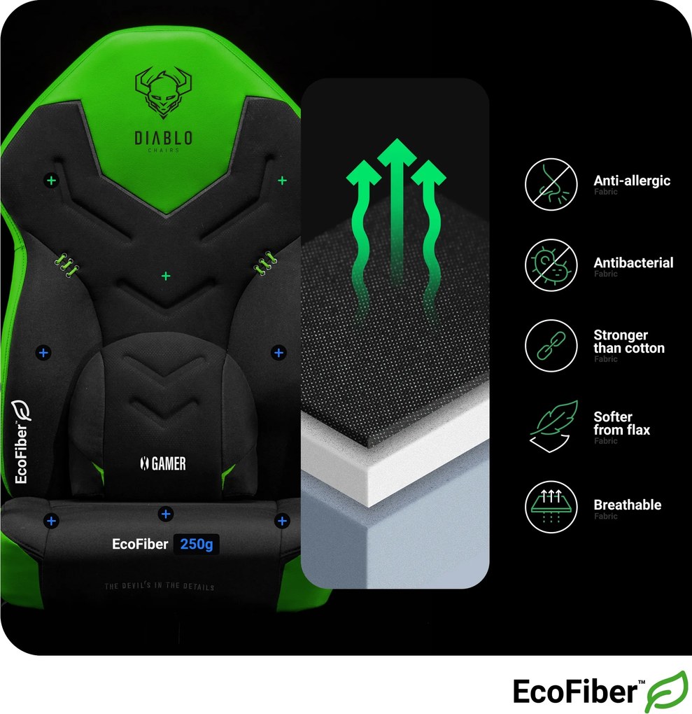 Fotel gamingowy Diablo X-Gamer 2.0 Normal Size, Green Emerald