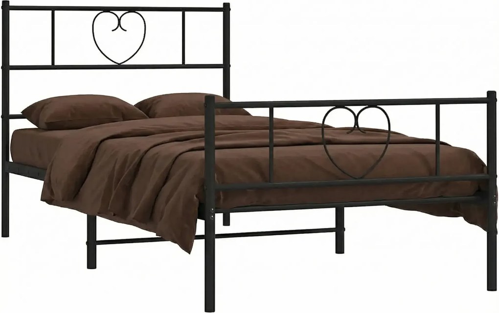 Czarne pojedyncze łóżko metalowe 80x200 cm T7-K18