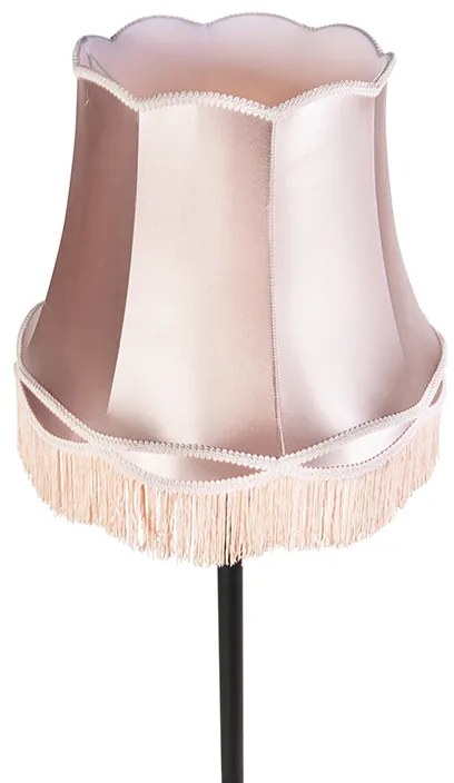 Lampa stojąca czarna z abażurem w stylu babci różowym - Classico klasyczny/Antyczny Oswietlenie wewnetrzne