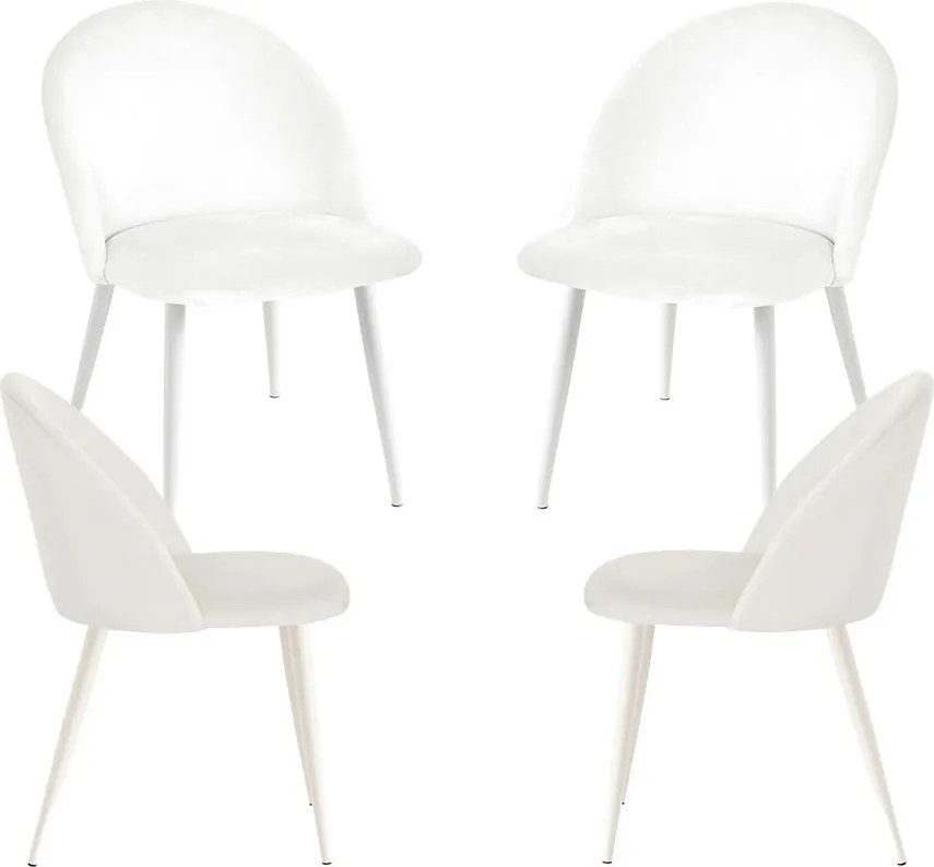 Zestaw 4 Krzese White Vint Aksamitne