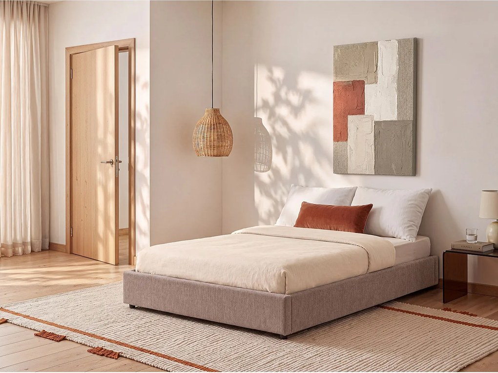 Stelaż ze skrzynią 180 x 200 cm w welurze - Taupe - YSMÉE FIRMEO