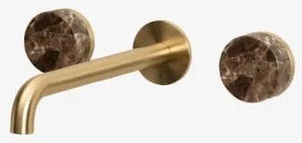 Bateria Umywalkowa Podtynkowa Z Mosiądzu I Naturalnego Kamienia Gilstoin Szczotkowane Złoto & Brązowy Marmur Emperador - Sklum