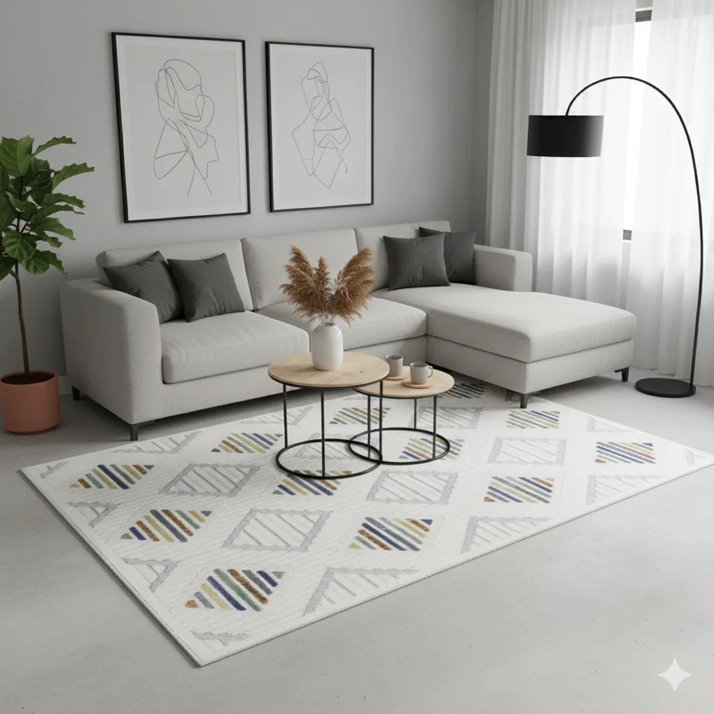 Dywan nowoczesny 3D Desire Romby kremowy 120 cm x 170 cm