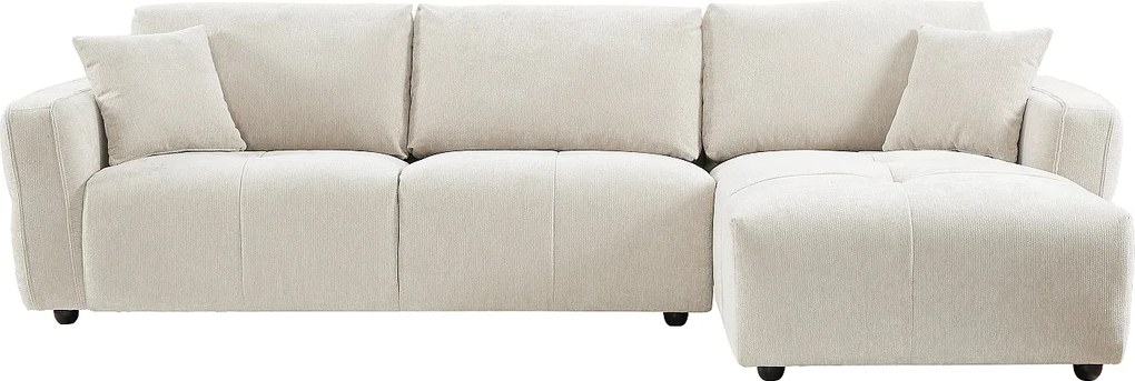 Kanapa narożna prawostronna  z beżowej tkaniny teksturowanej GOSALO od Maison Céphy