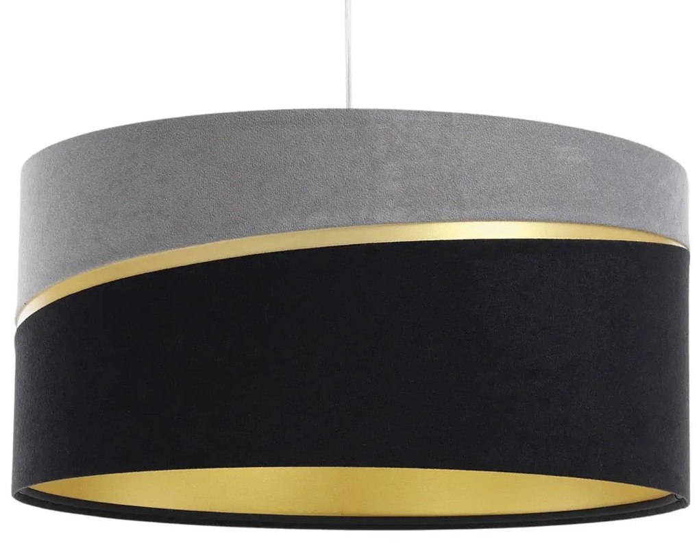 Szaro-czarna lampa wisząca z welurowym abażurem - A338 A8-D87