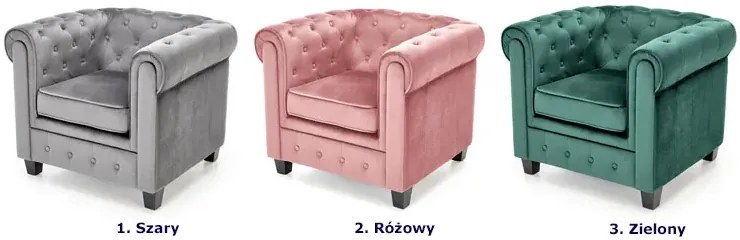 Szary pikowany fotel wypoczynkowy Chesterfield - Vismos 3X