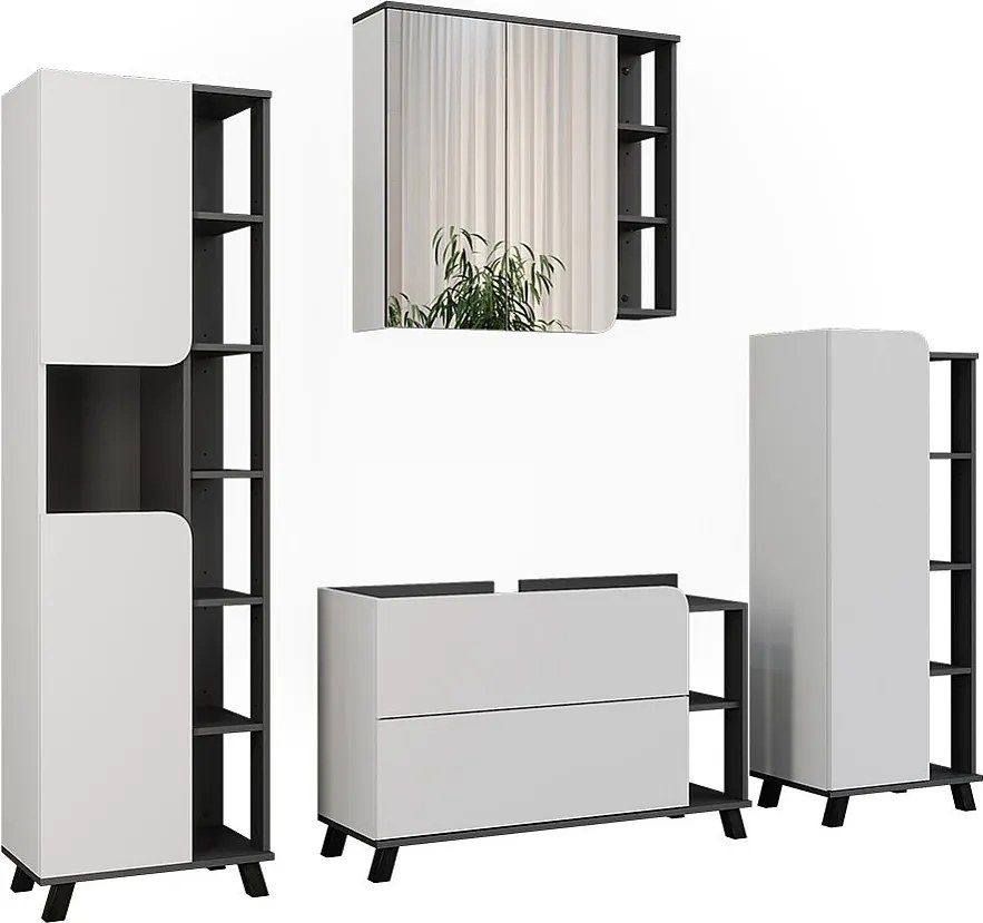 Zestaw mebli łazienkowych antracyt/biały 100x35x65 karen