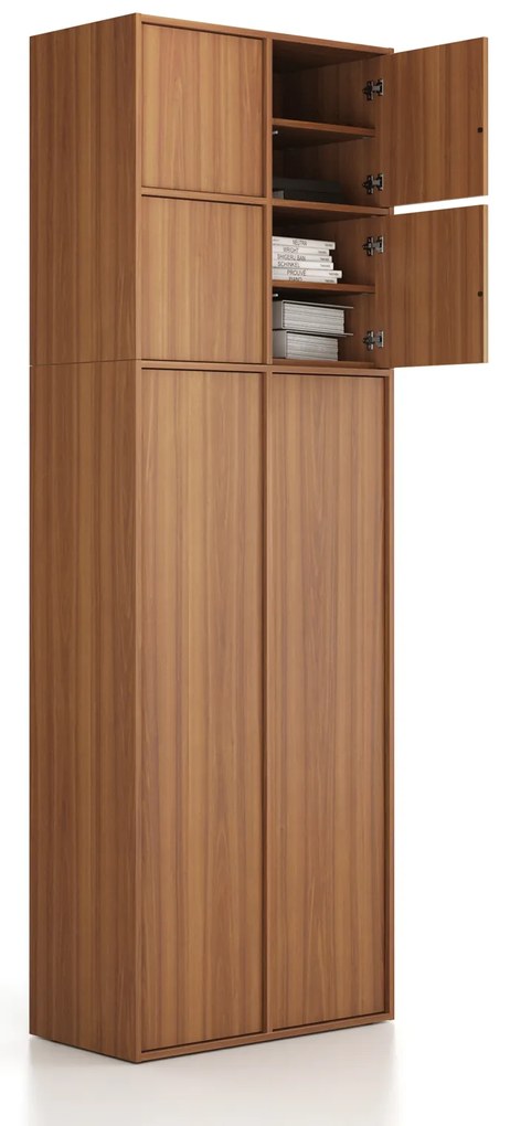 Nadstawka do szaf FRAME, 4x drzwi, 872 x 450 x 854 mm, zamek PUSH, orzech