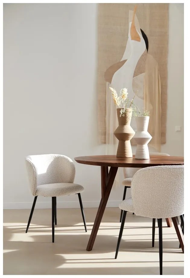 Brązowy okrągły stół z blatem z drewna akacjowego ø 140 cm Quenza – Light & Living
