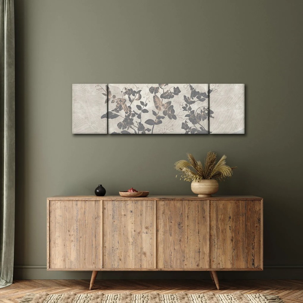 Obraz - Teksturowane liście (170x50 cm)