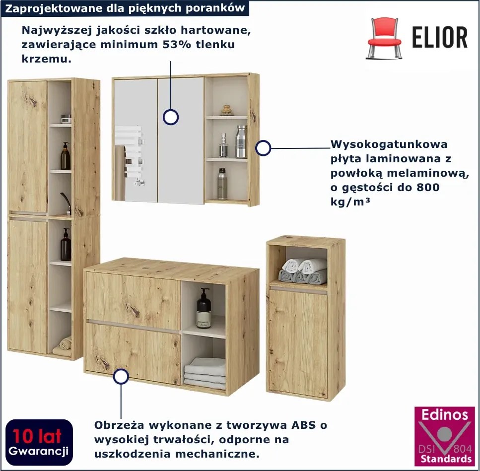 Łazienkowy zestaw mebli dąb artisan + kaszmir S2-E11