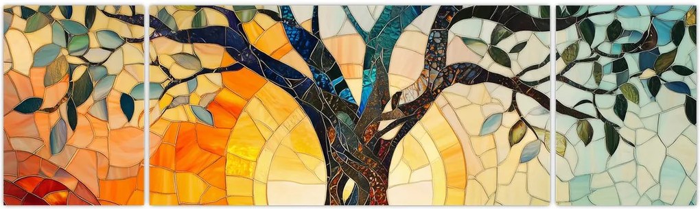 Obraz – Mozaika – słońce i drzewo I. (170x50 cm)