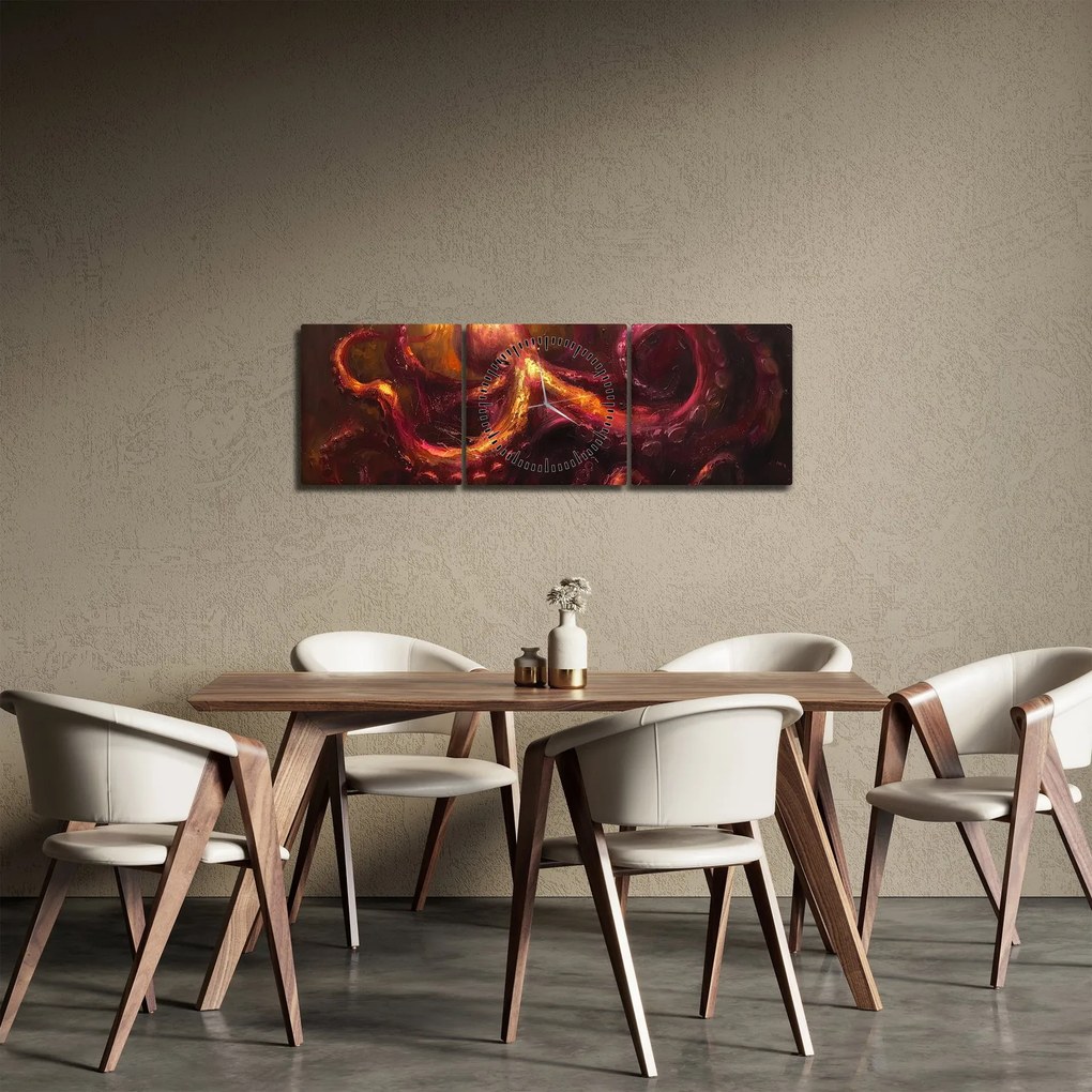 Obraz - Ośmiornica, obraz olejny (z zegarem) (90x30 cm)