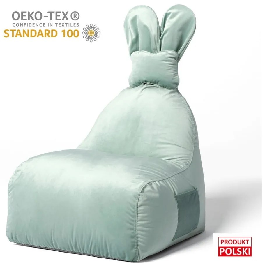 Miętowy dziecięcy worek do siedzenia Funny Bunny – The Brooklyn Kids