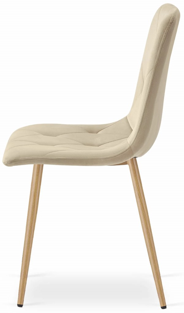 Jasnobeżowe aksamitne krzesło jadalniane LIBRA