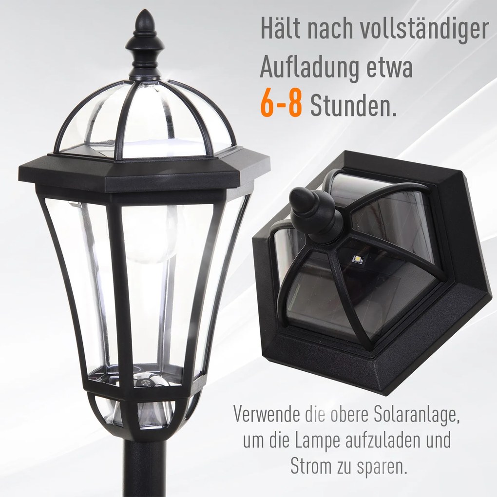 Outsunny lampa ogrodowa solarna LED zestaw 2 sztuki stal nierdzewna oświetlenie zewnętrzne do ogrodu | Aosom PL