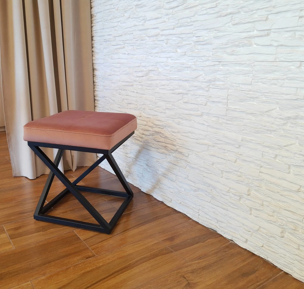 Pufa ZOA tkanina Welur loft ławka podnóżek metal : Kolor Stelaża - Czarny , Kolor tkaniny - VELVET - MG58, Typ tkaniny - Velvet