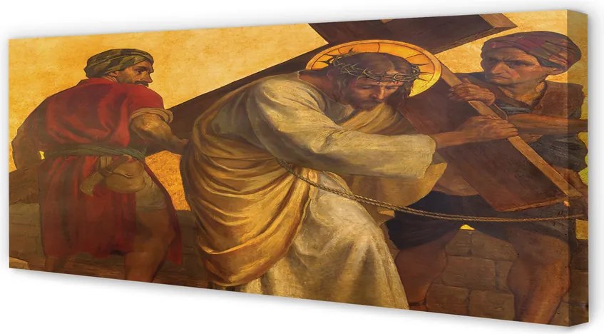 Zdjęcie na płótnie Jezus na Krzyżu i Ludzie