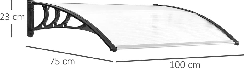 Przezroczyste Zadaszenie Drzwi Outsunny 100 x 75 cm z Poliwęglanu i Aluminiowymi Listwami