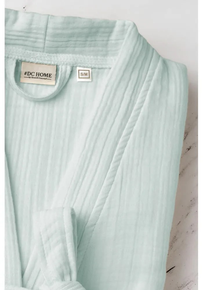 Miętowy szlafrok muślinowy w rozmiarze S/M Kimono – Foutastic