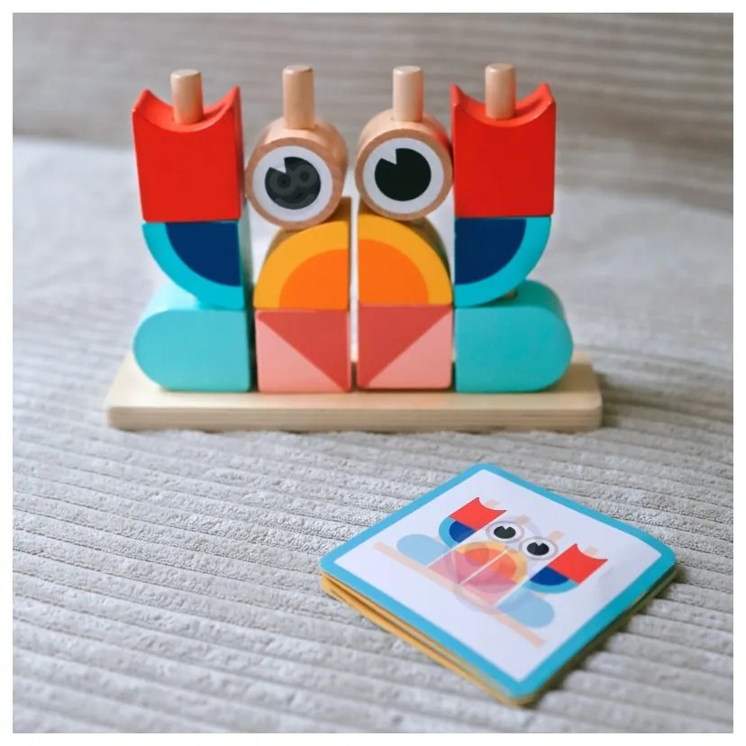 Tooky toy krab układanka drewniana stosy klocki bloki pastelowy