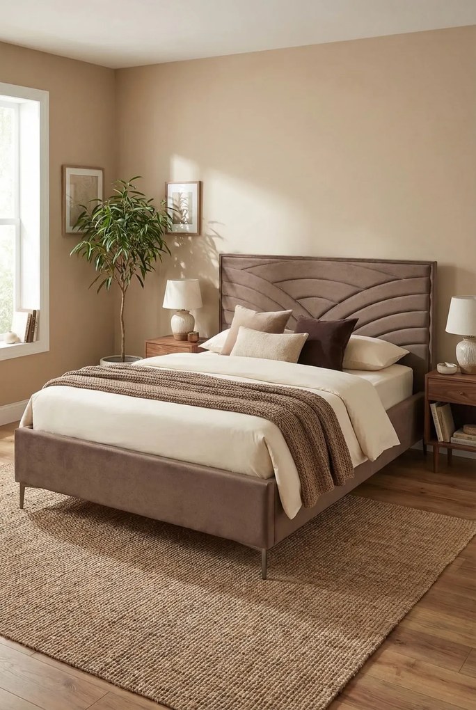 Beżowy tapicerowany zagłówek do łóżka H5-G32