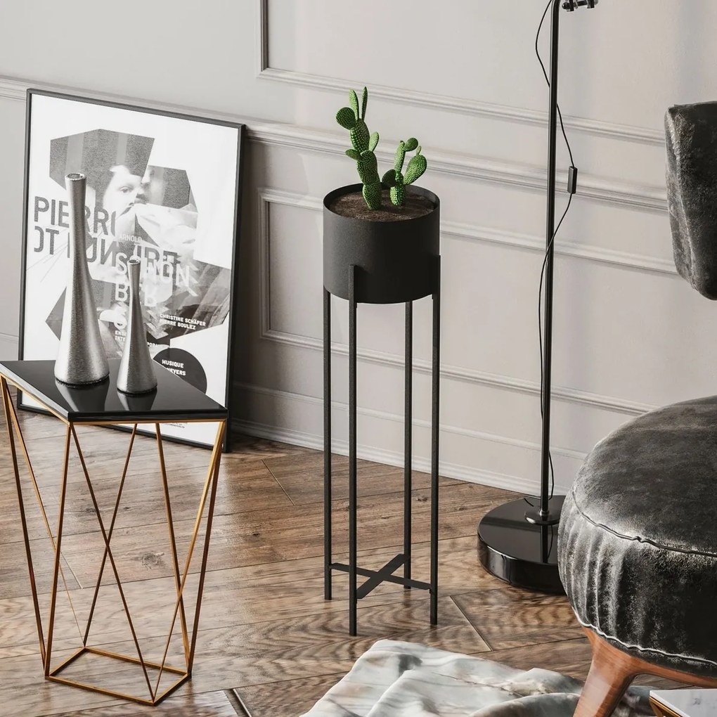 Metalowy stojak na kwiaty GED-025 Loft czarny
