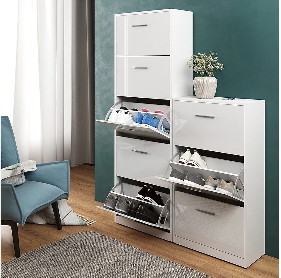 Wózek na buty biały wysoki połysk 59x22x169.5 gizmo