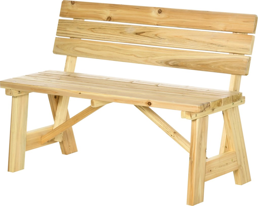 Outsunny ławka ogrodowa dla 2 osób z drewna jodłowego klasyczny design, 116 x 56 x 80 cm