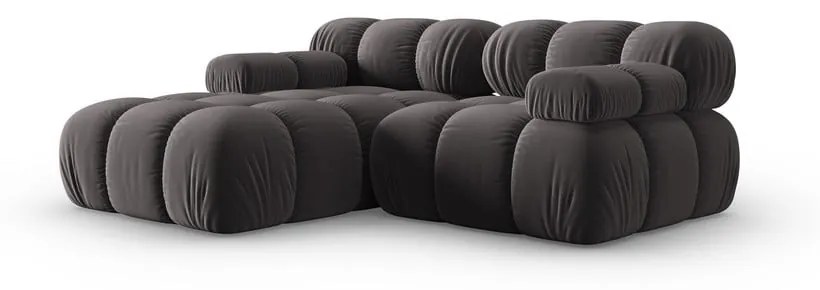 Ciemnoszara aksamitna sofa 191 cm Bellis – Micadoni Home