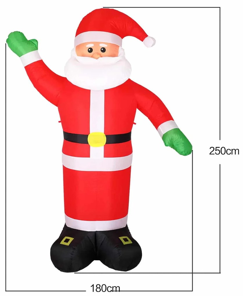 Monzana Nadmuchiwany Mikołaj z oświetleniem, 250cm, czerwona