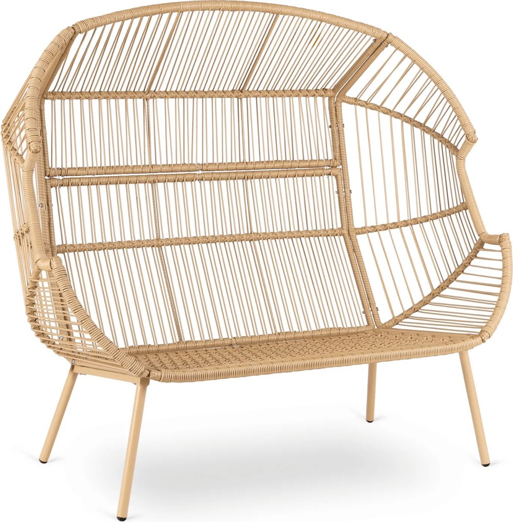 Fotel Ogrodowy KORYNT Dwuosobowy Kokon Szary Nowoczesny Boho