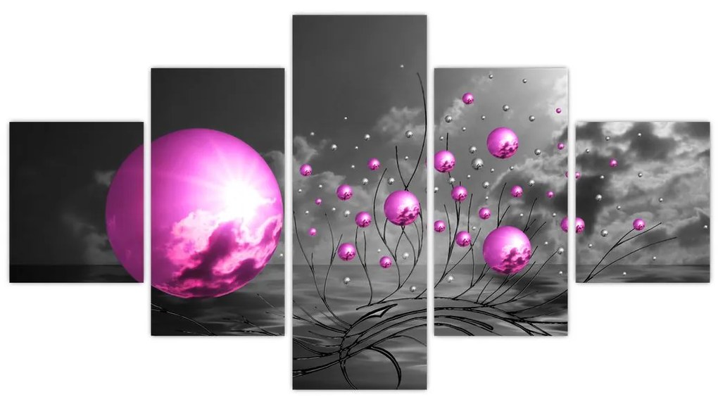 Obraz różowych kul (125x70 cm)