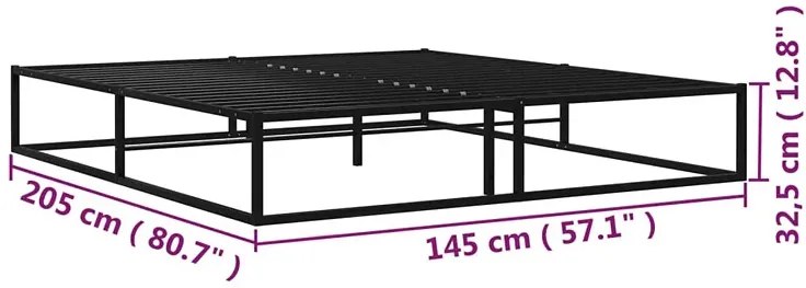 Czarne Industrialne Niskie Łóżko Metalowe 140X200 Cm K7-S68