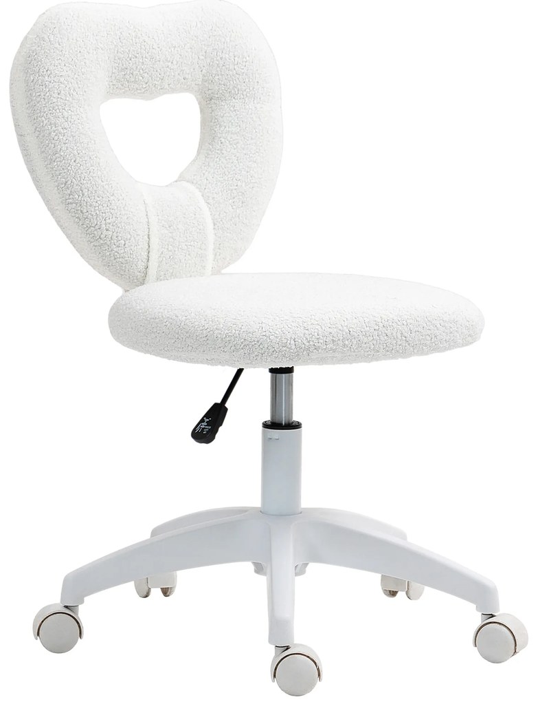 HOMCOM Fotel Biurowy, Sercowate Oparcie, Obity, Biały